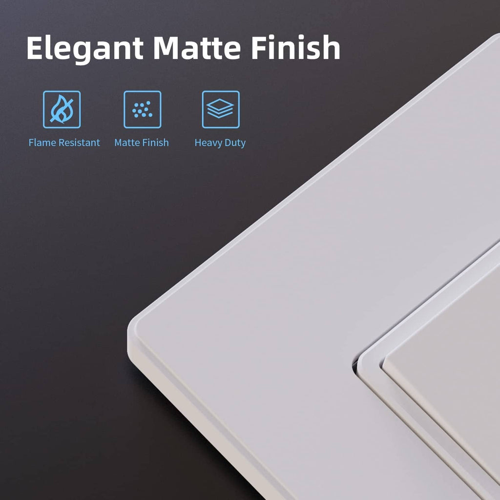 Matte white single-pole wall switch face with slim rectangular rocker edge
