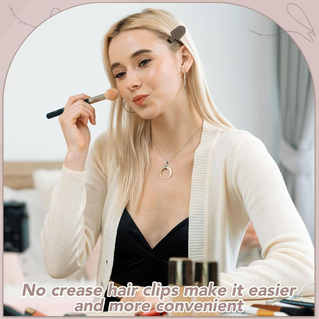 Hair clip securing blonde hair to the side, sleek barrette style