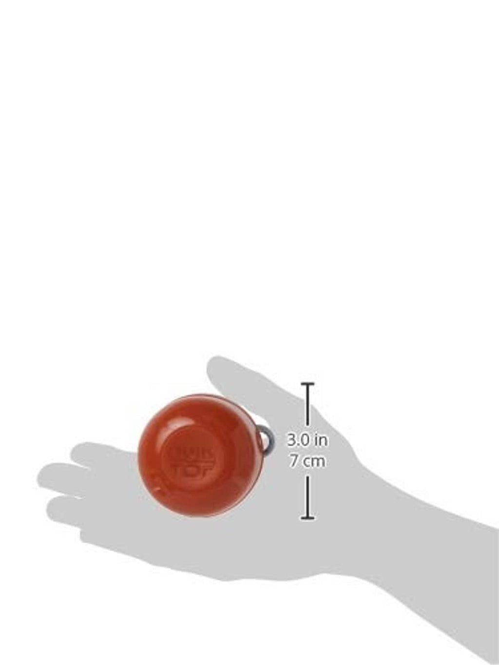 Orange QuikTop can cap size on hand shadow, about 3.0 in