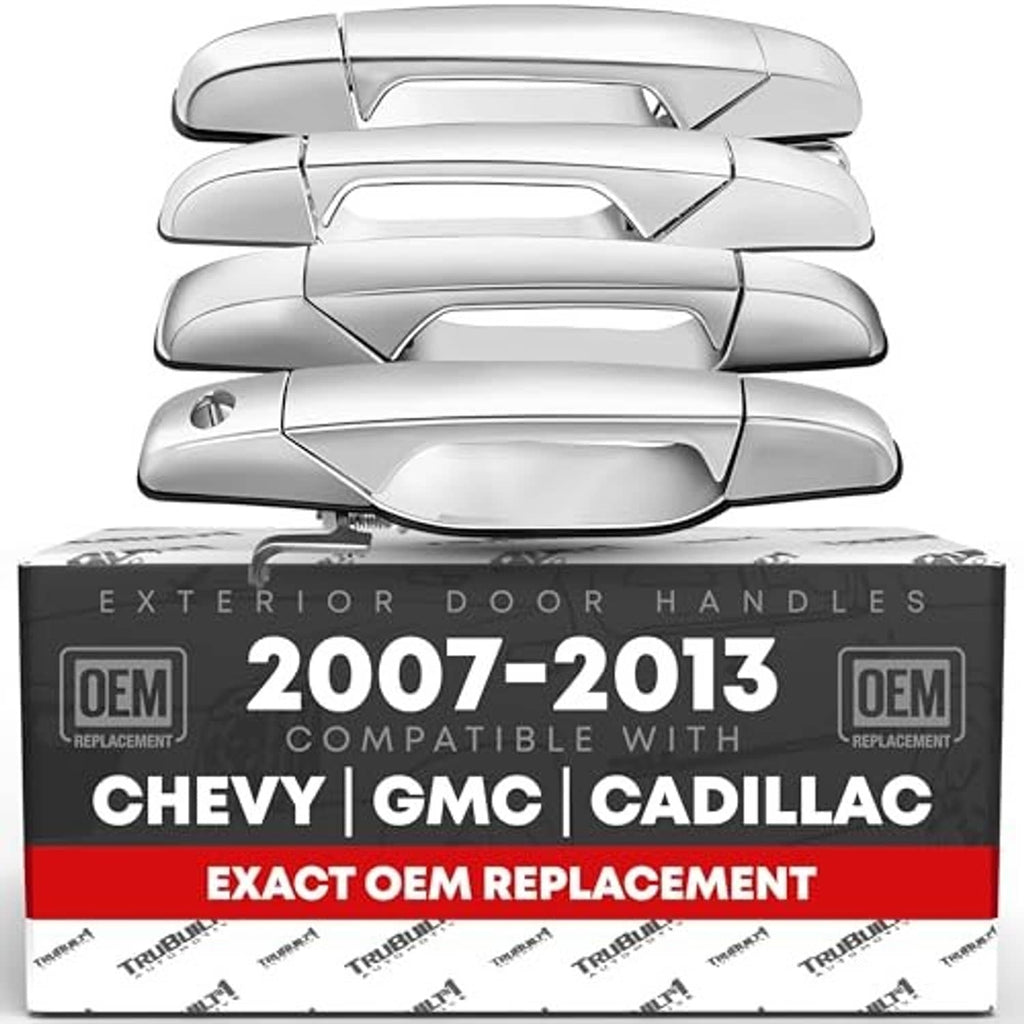 Exterior door handle set box with chrome finish handles, 2007–2013 compatibility