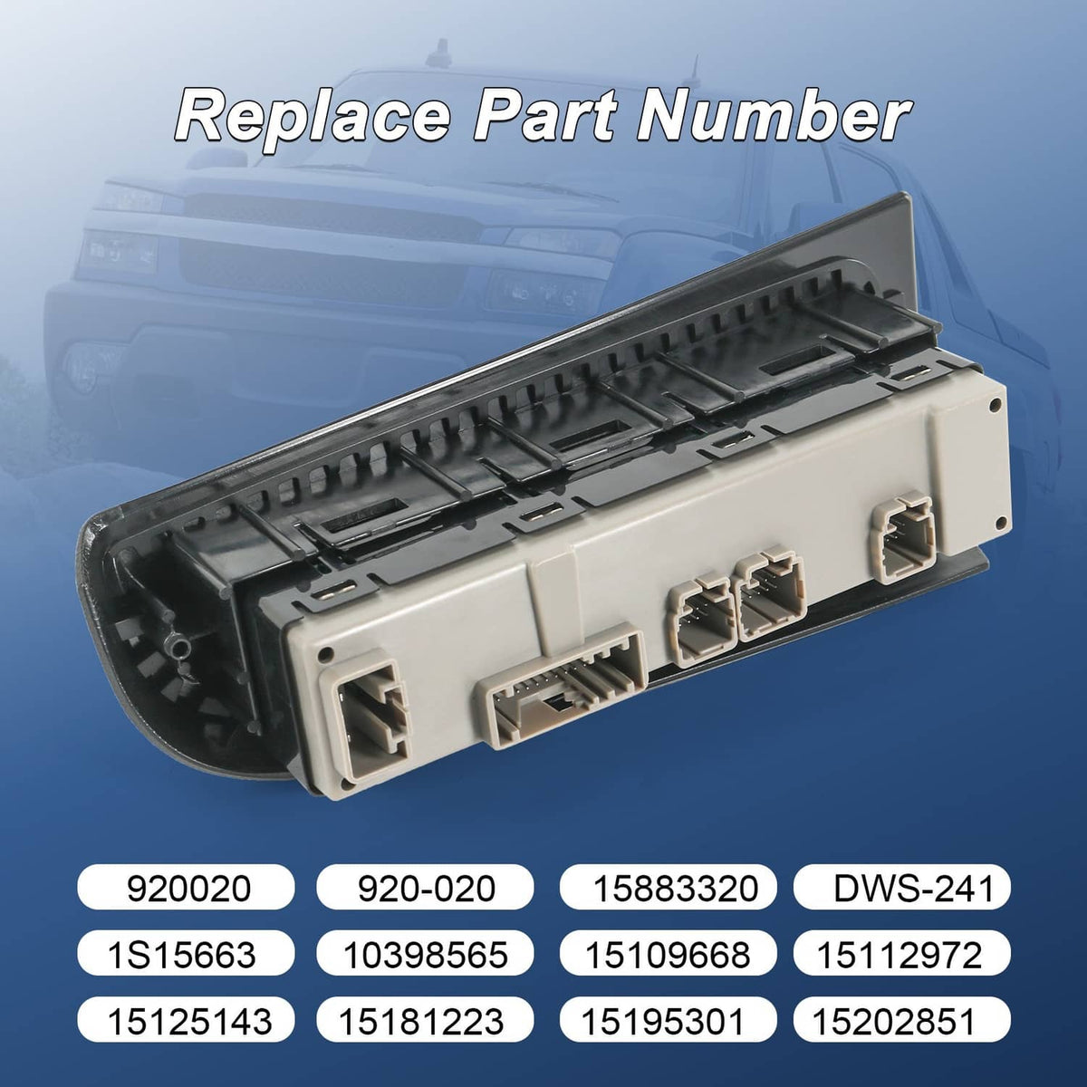 Power window switch housing with exposed connectors and mounting bracket