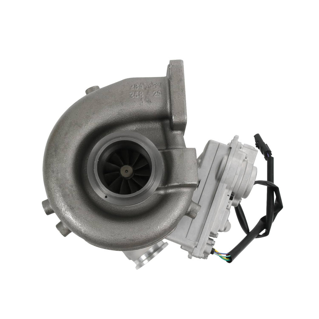 Turbocharger turbine housing with compressor side and attached electrical connectors