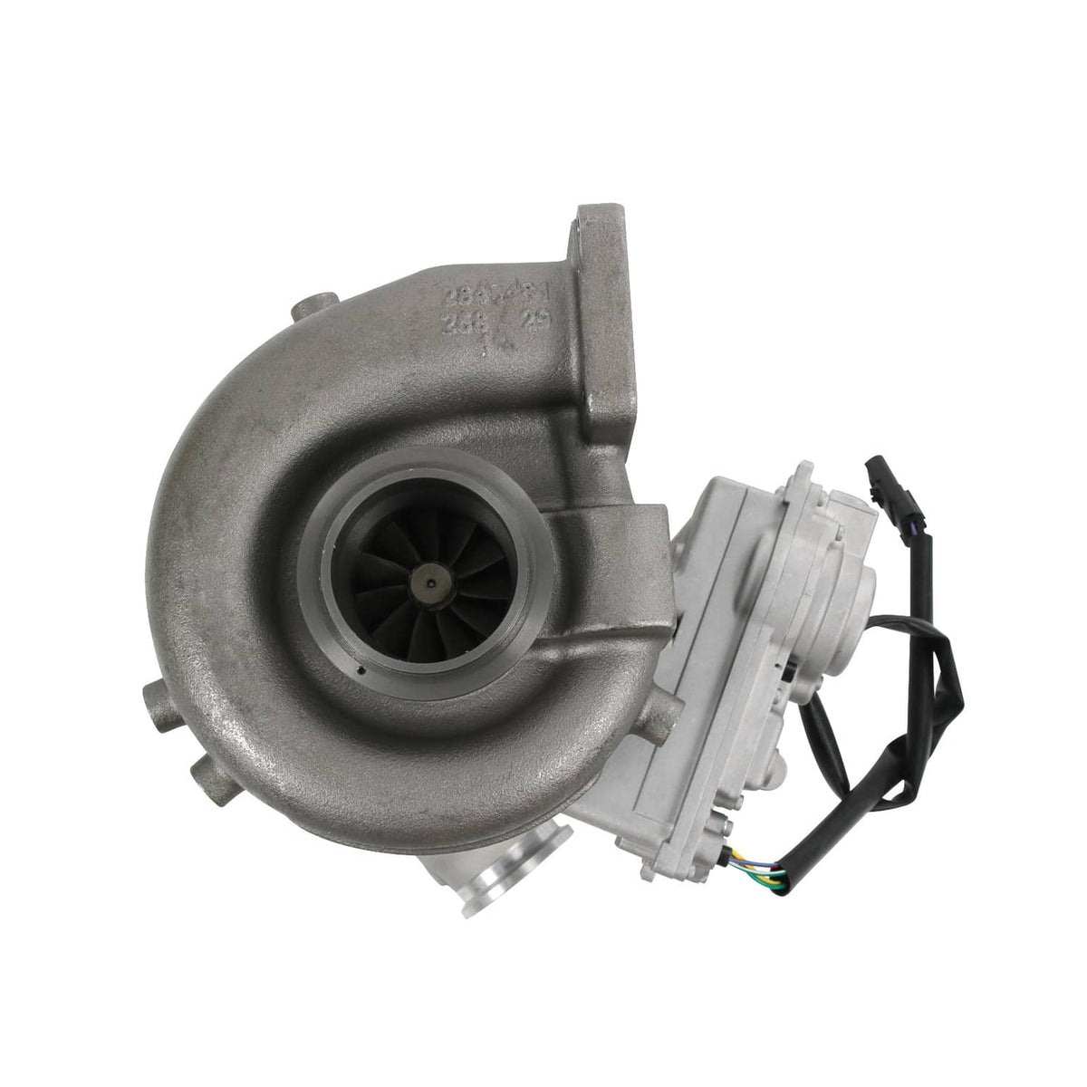 Turbocharger turbine housing with compressor side and attached electrical connectors