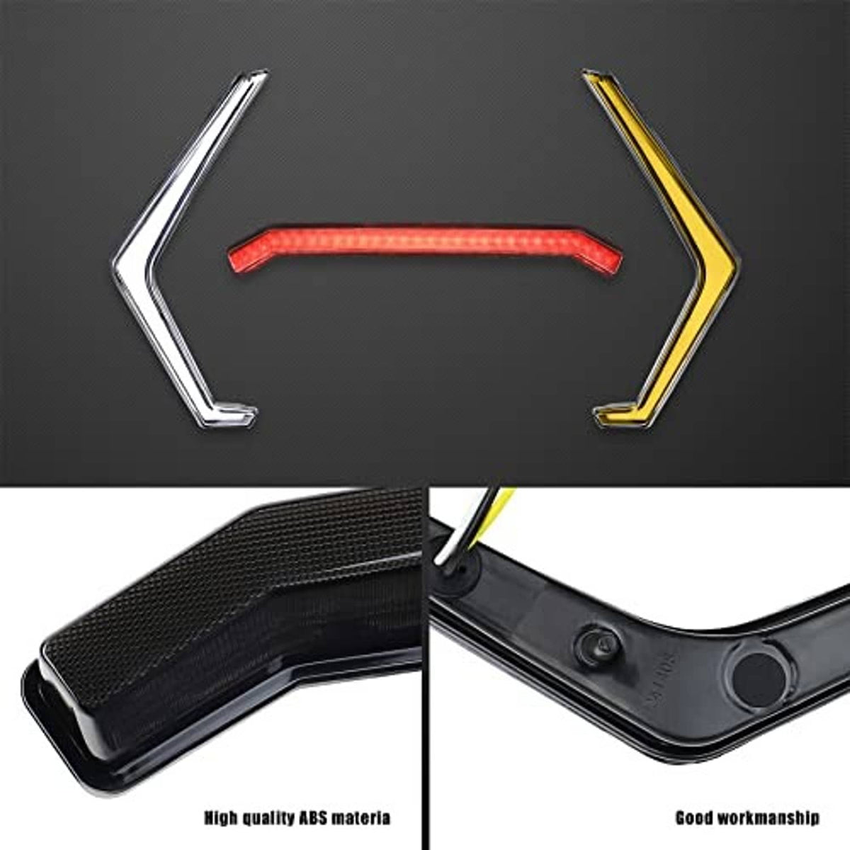 Pair of LED light accents with chrome and yellow trim, plus black mounting bracket