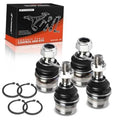 Set of 4 ball joint assemblies with black rubber boots and silver threaded studs