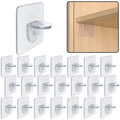 Clear self-adhesive shelf support peg brackets, 20-pack