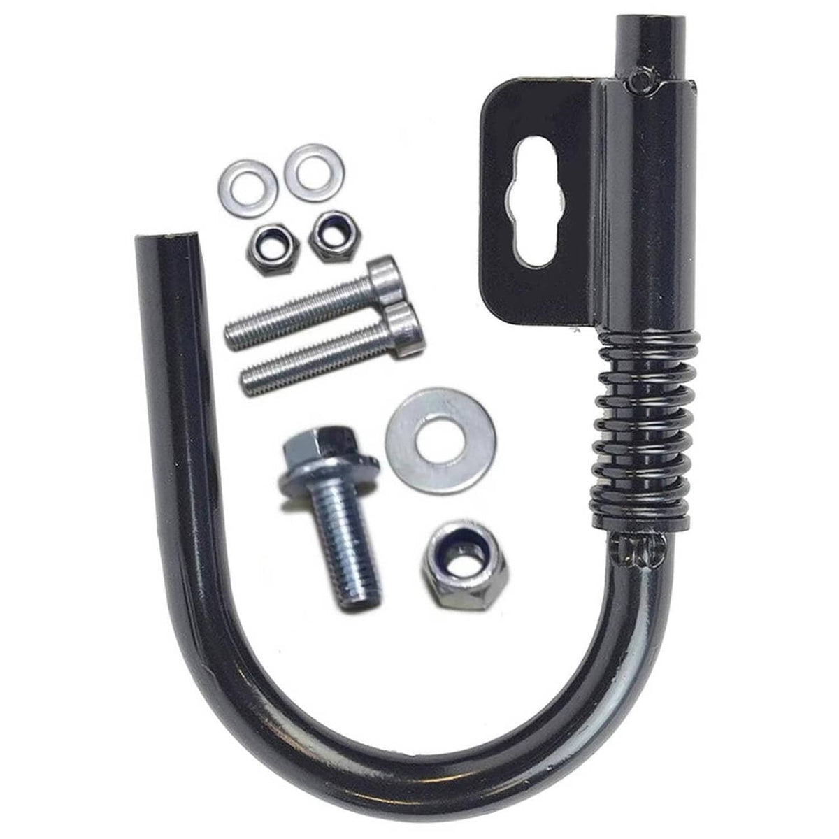 U-shaped hanger hook mounting kit: screws, bolts, nuts, washers, and bracket