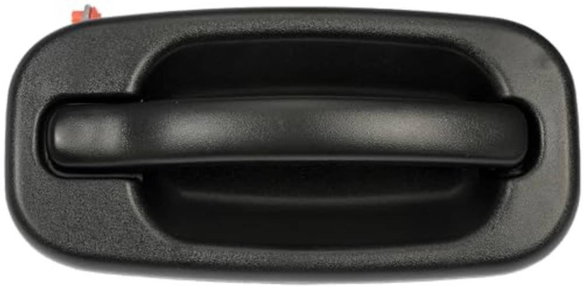 Passenger-side front door handle, matte black lever with textured surround