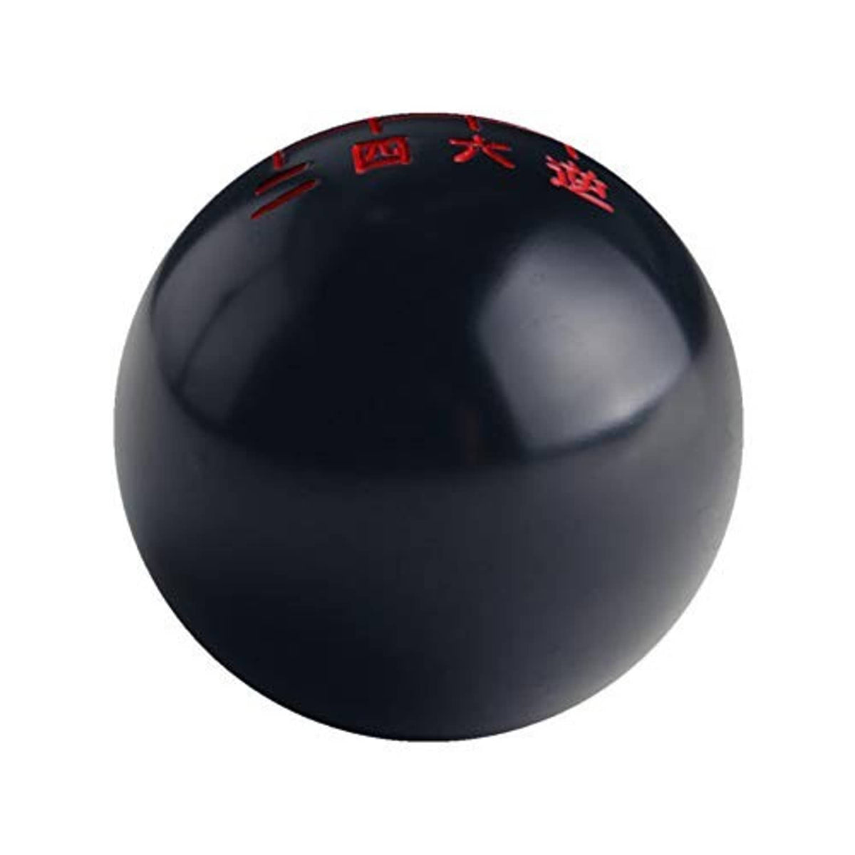 Black shift knob with red Chinese gear markings on curved top