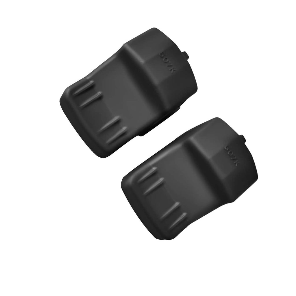 Two black scope dust covers with molded vents and side tabs for red dot optics