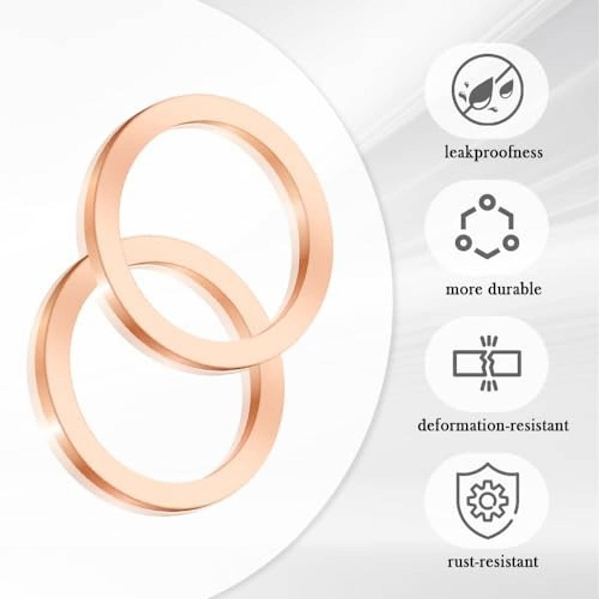 Copper oil drain plug crush washers, two flat copper rings
