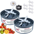 Two black blender blade assemblies with four-blade cross and central metal hub
