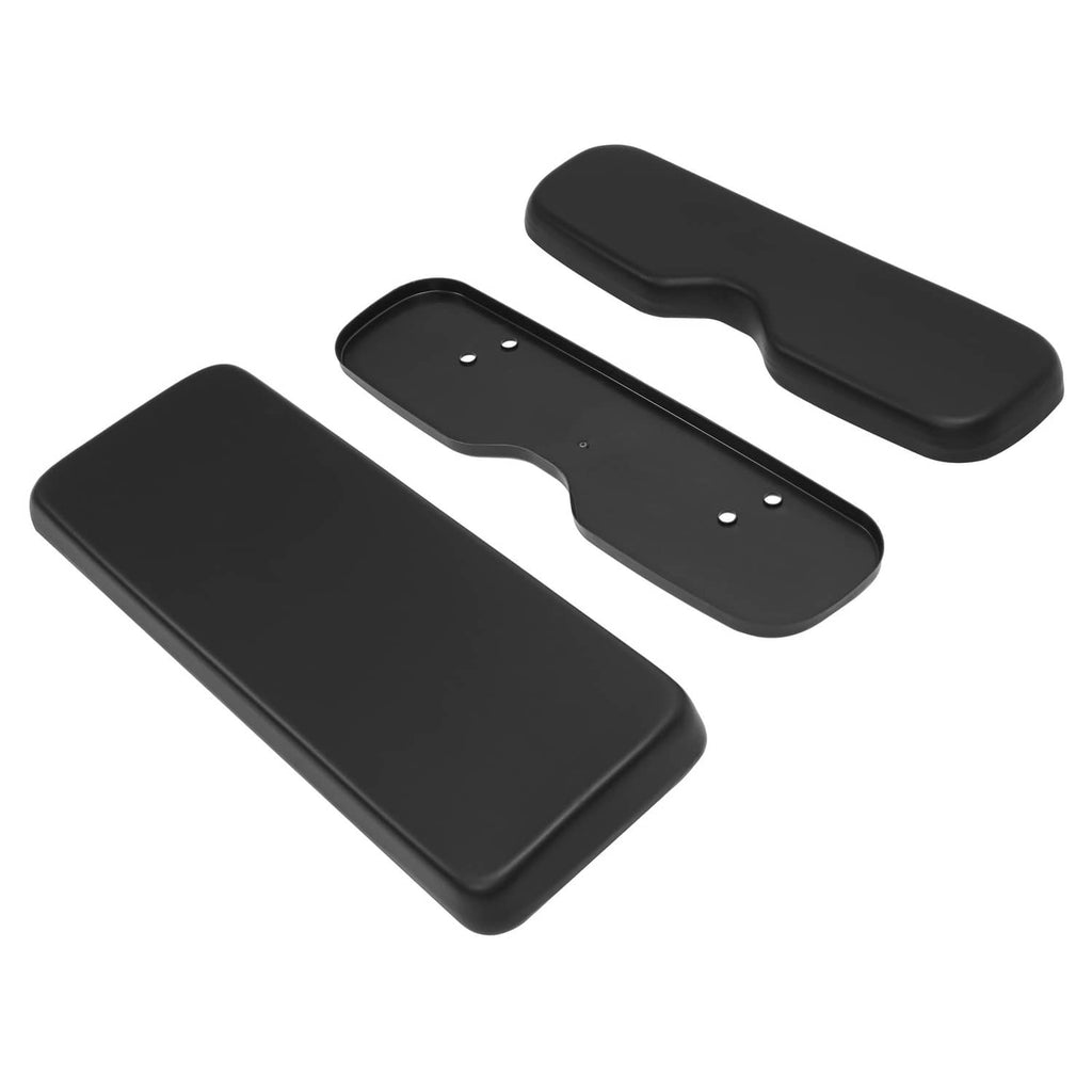 Black contoured cushion components with mounting hole plates