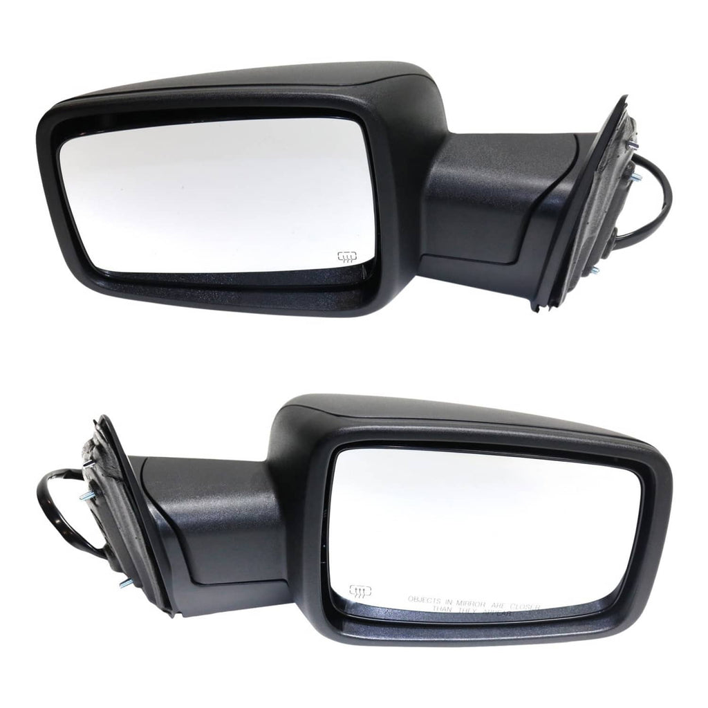 Pair of black side mirrors with clear glass and power-folding housings