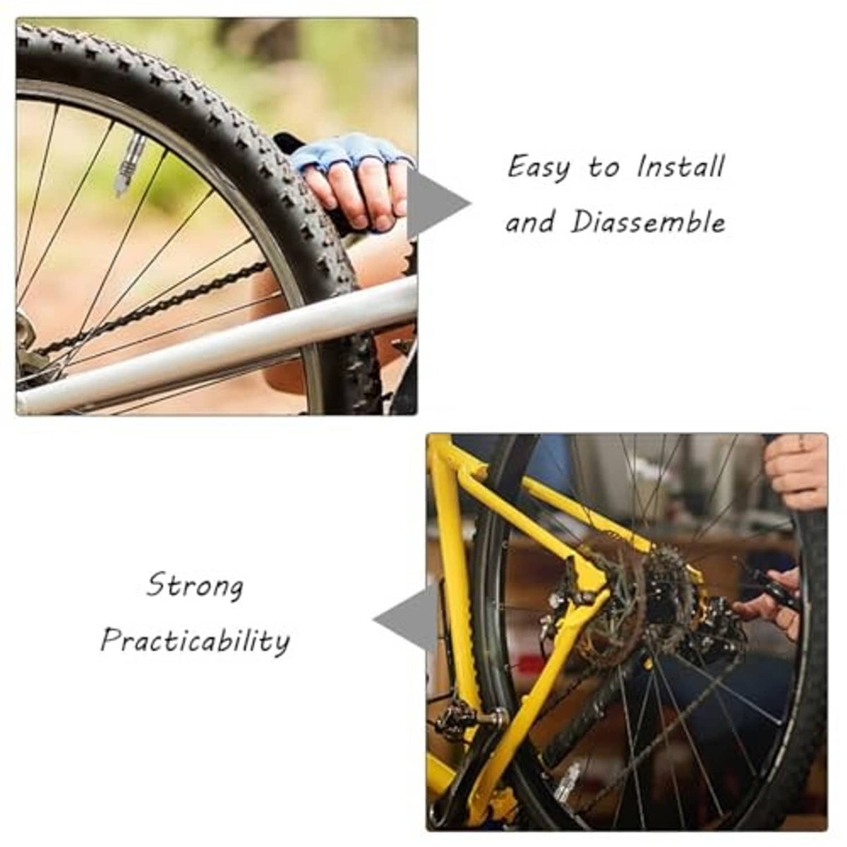 Valve core removal tool set installed on bicycle valve stem, chrome tool with gold end