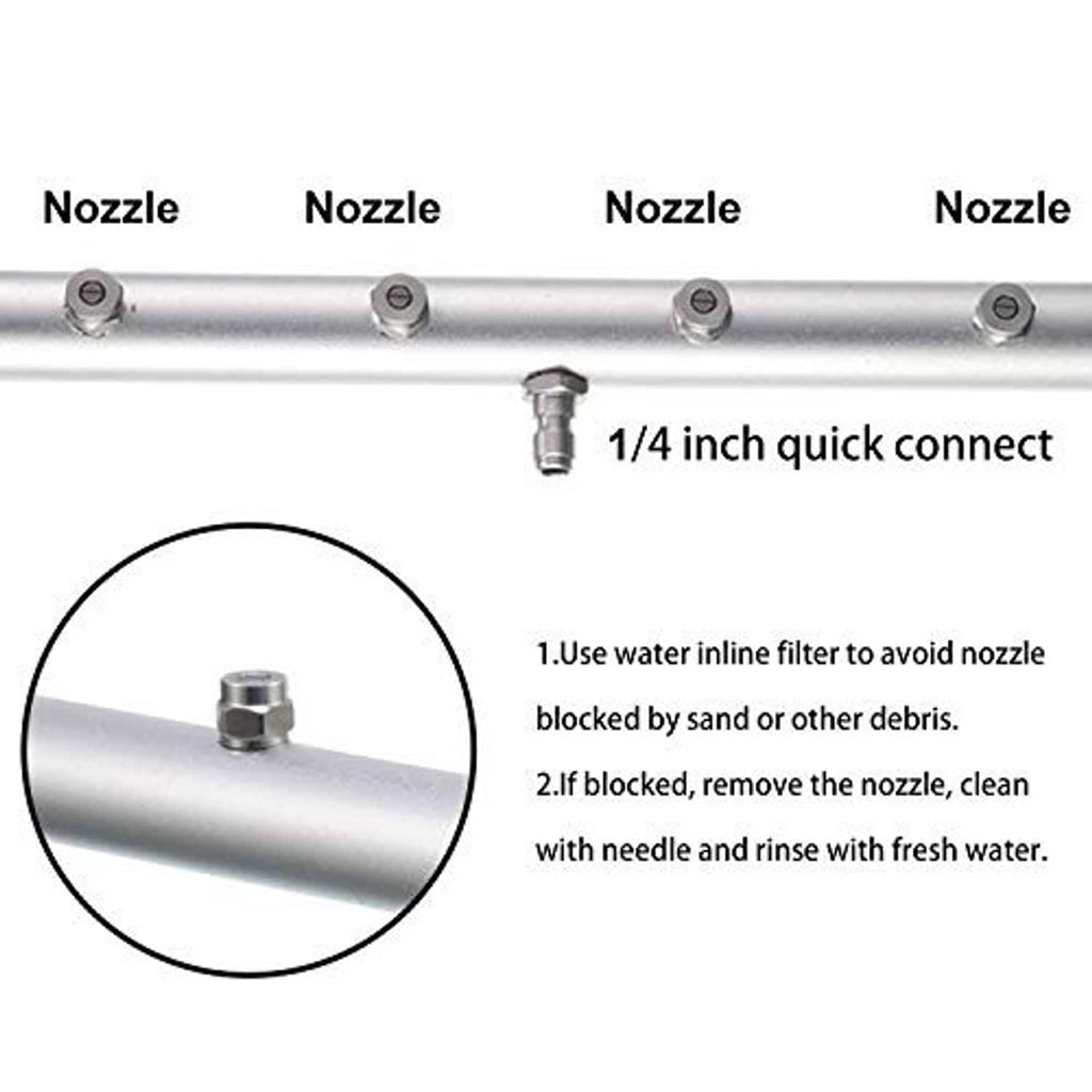 Undercarriage cleaner nozzle bar with multiple nozzles and 1/4 in quick-connect