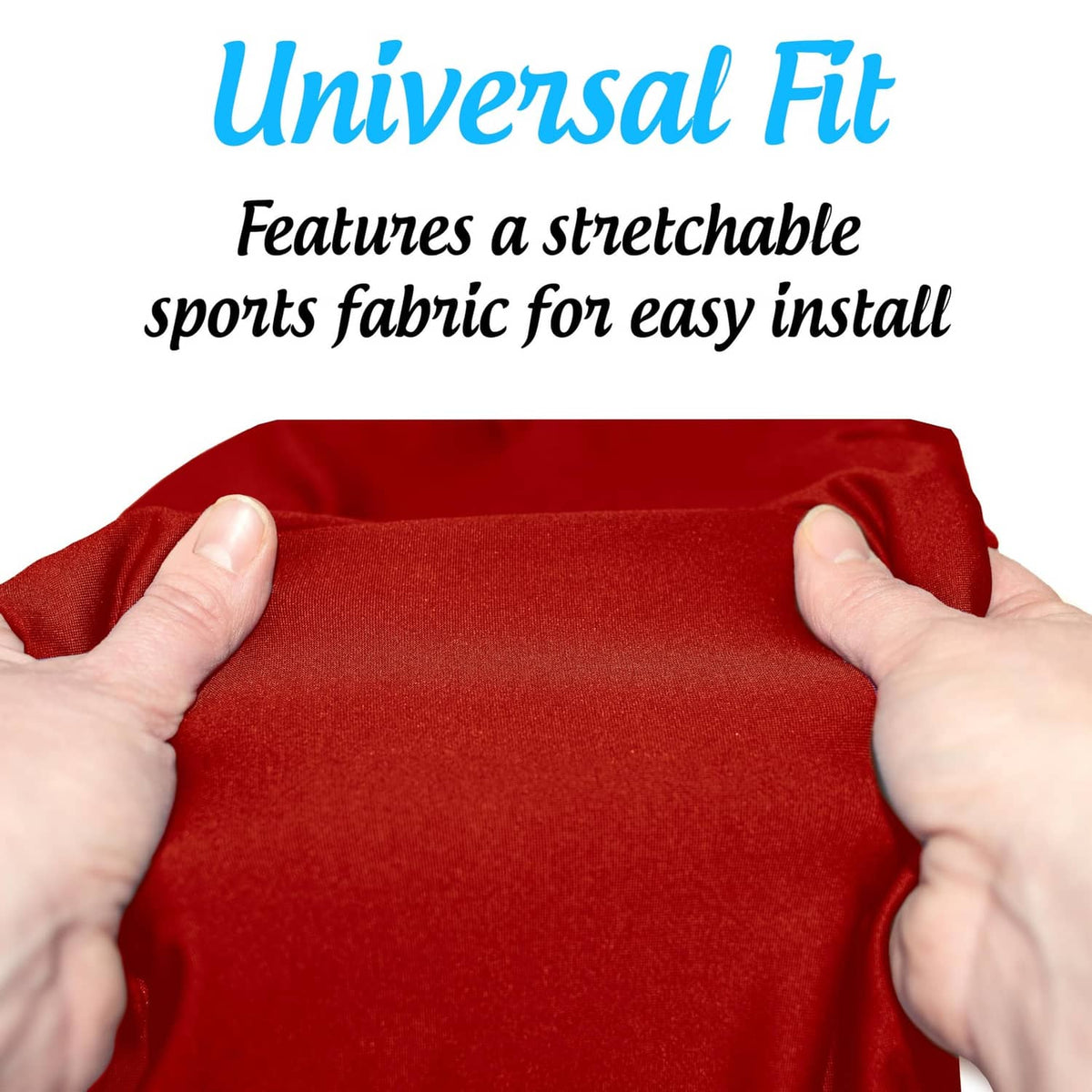 Stretchable red fabric rollator seat/backrest cover, hands pulling material