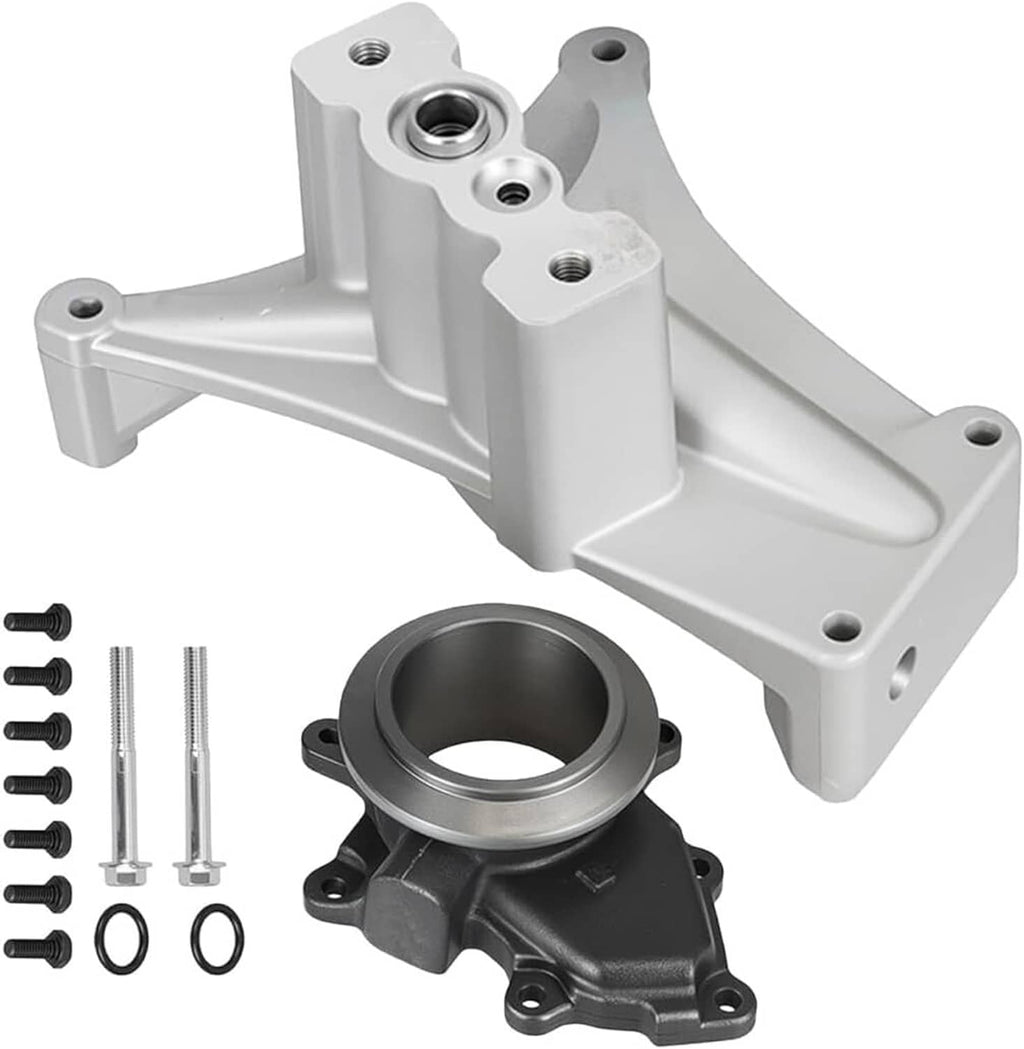 Turbo pedestal exhaust housing assembly with mounting bolts, flange, and seals