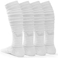 White extra-long padded football socks, ribbed knit, crew height, 2-pack pair