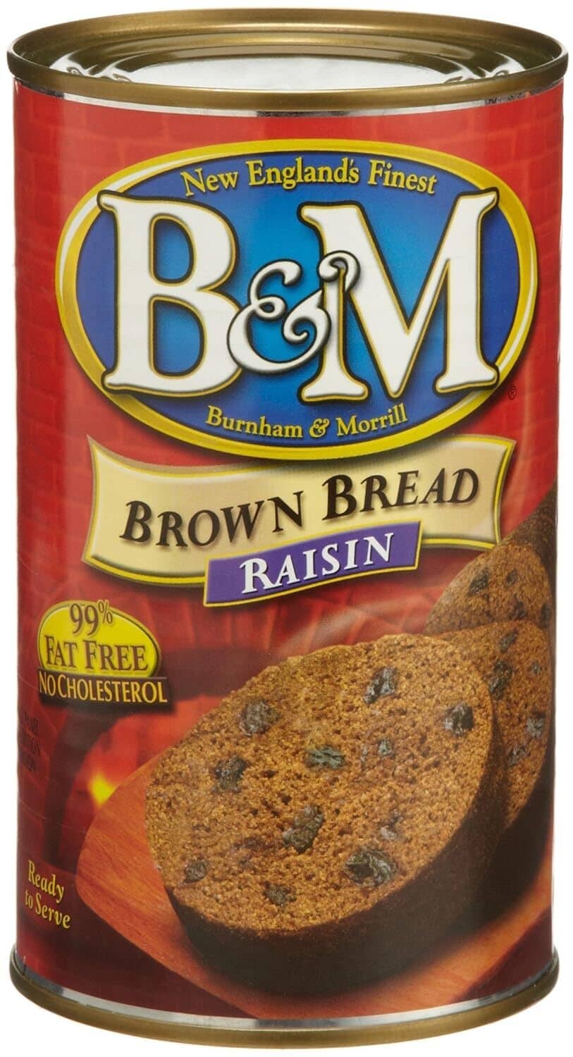 B&M Brown Bread with Raisin 16 oz can, whole wheat loaf