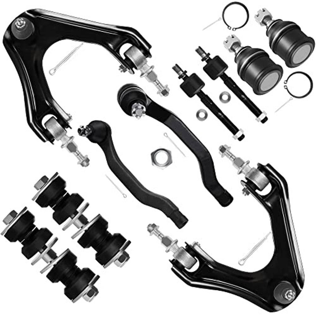 Front suspension control arm and tie rod end assembly, black arms with included hardware