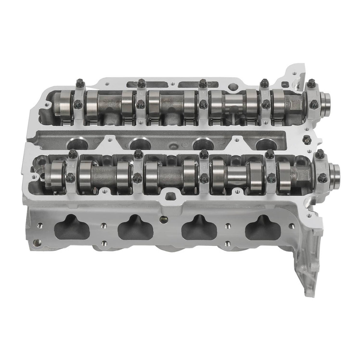 Engine cylinder head with camshaft and lifters, silver metal