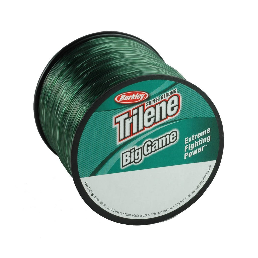 Green monofilament fishing line spool with Berkley Trilene Big Game label