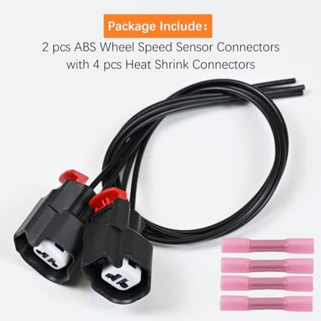 2 ABS wheel speed sensor connectors with black wiring and four pink heat-shrink connectors