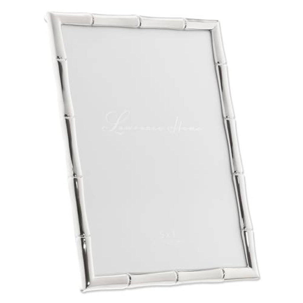 Silver bamboo-style metal 5x7 picture frame, vertical orientation with Lawrence Home mat