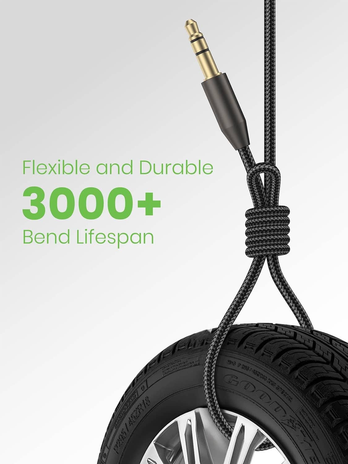 Braided 3.5mm aux adapter cable with gold plug
