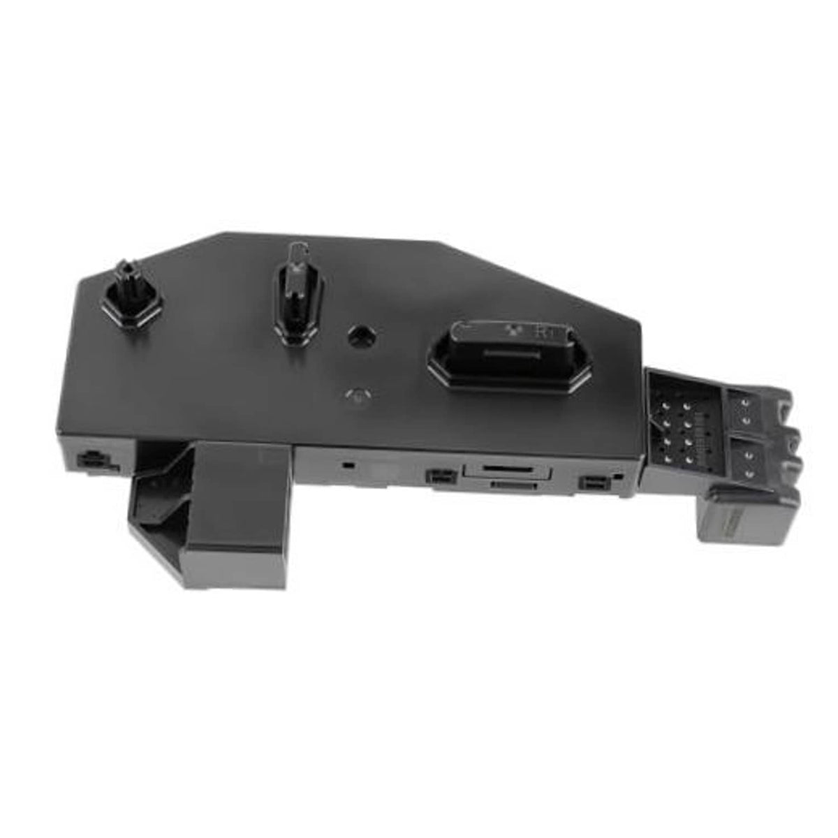 Black power seat control switch module with rocker buttons and multi-connector ports