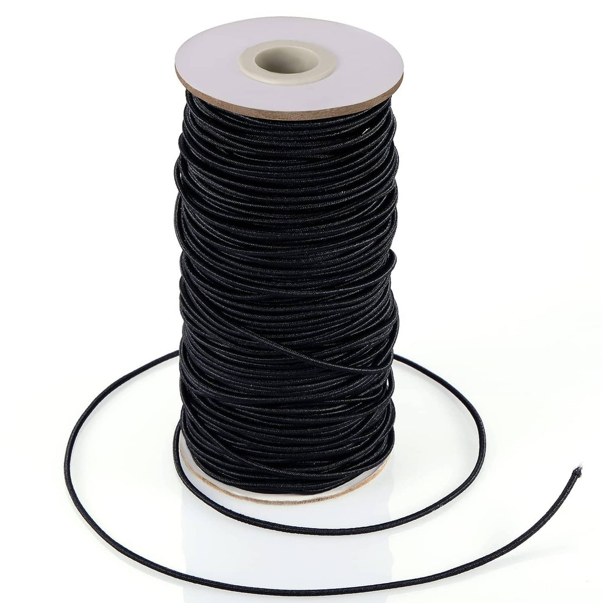 Black elastic cord spool with cord line, thin stretch string for beading