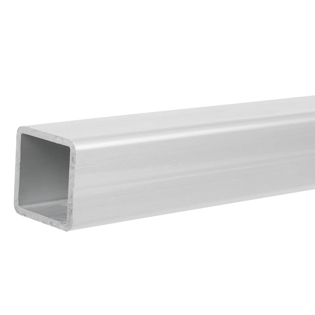 Silver square tube crossbar close-up of hollow end and smooth metal finish