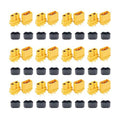 XT60-style male and female bullet connectors, yellow and dark gray set of 12