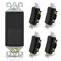 Matte black single-pole switch, mounting brackets and terminals, no wall plate