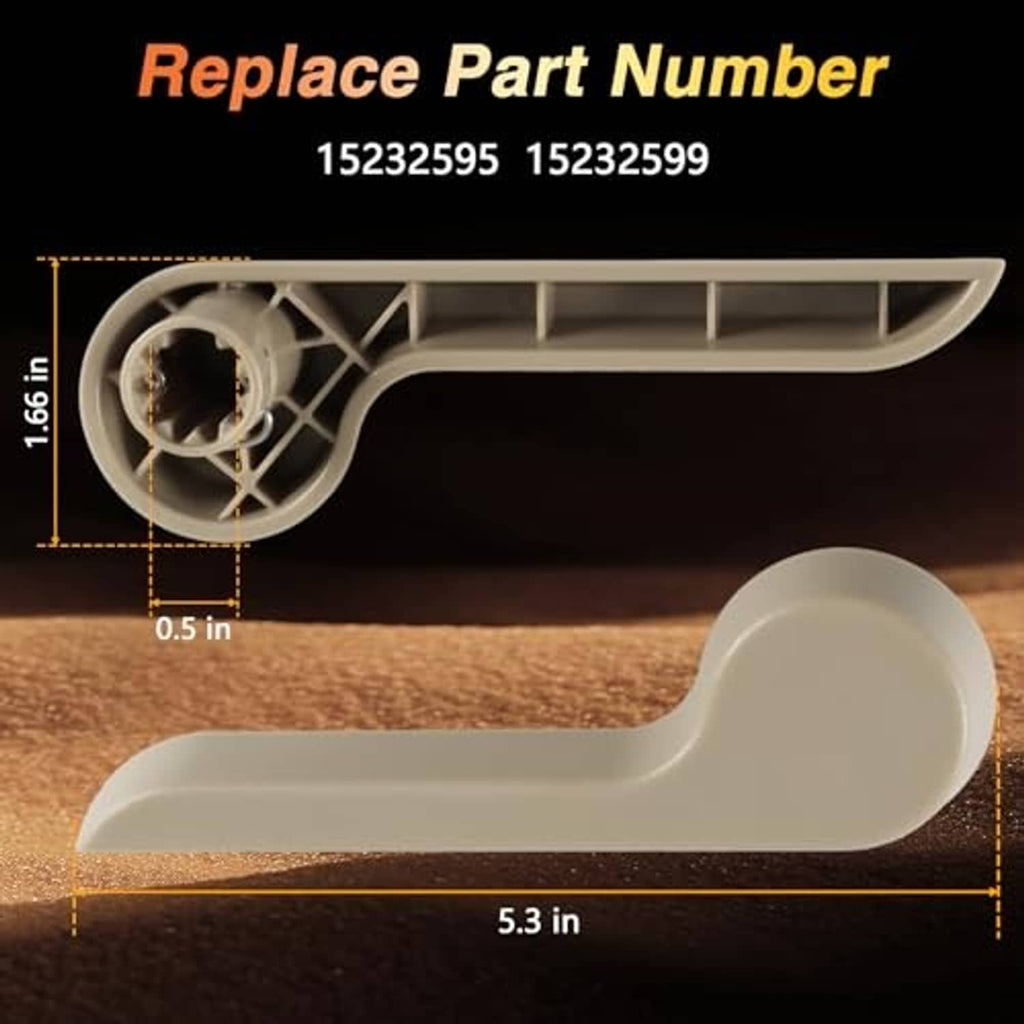 Beige seat recliner handle with mounting cup opening and side bracket