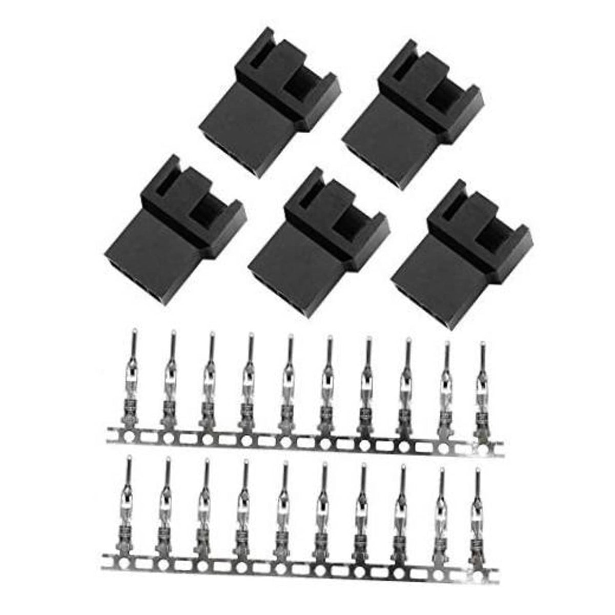 Pack of five 4-pin PWM male fan plug connectors with black plastic housings