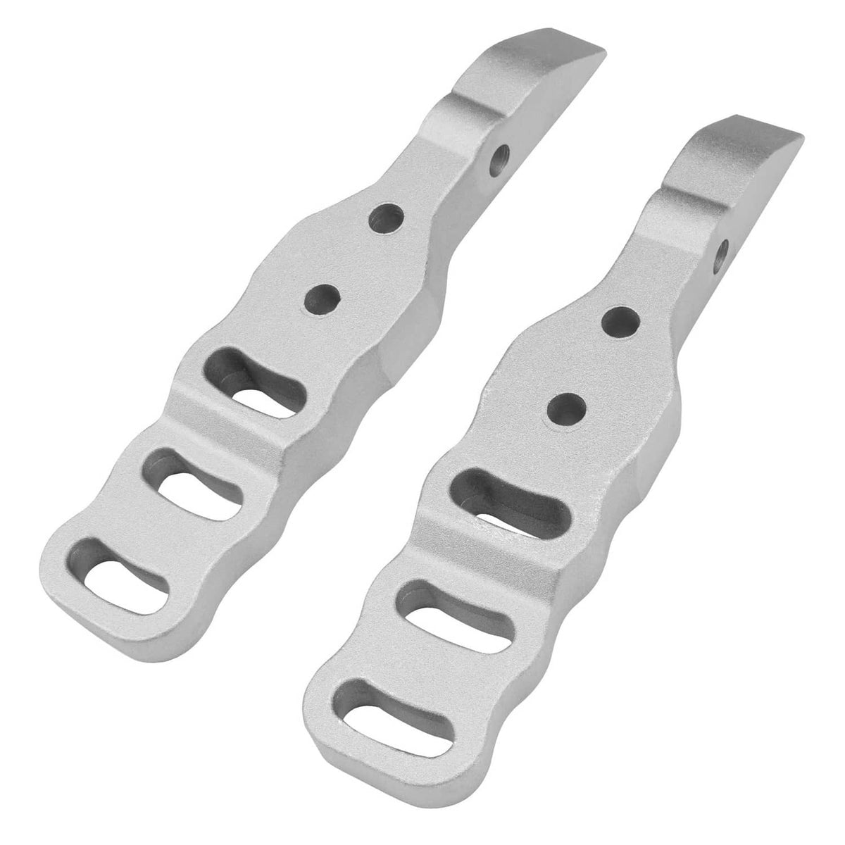 Drive control handle mount brackets, light silver metal, two-piece set with mounting holes