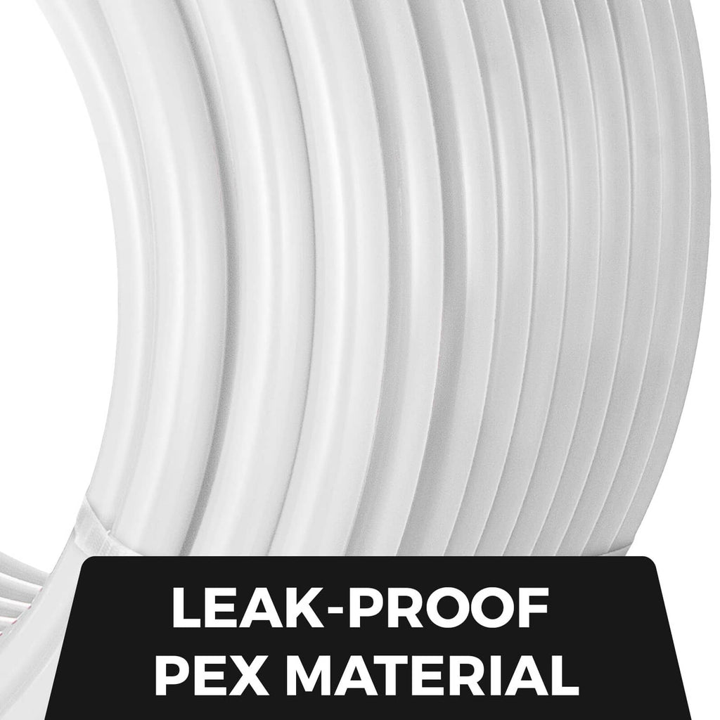 White PEX-B tubing coil with ribbed surface texture, 1 in pipe