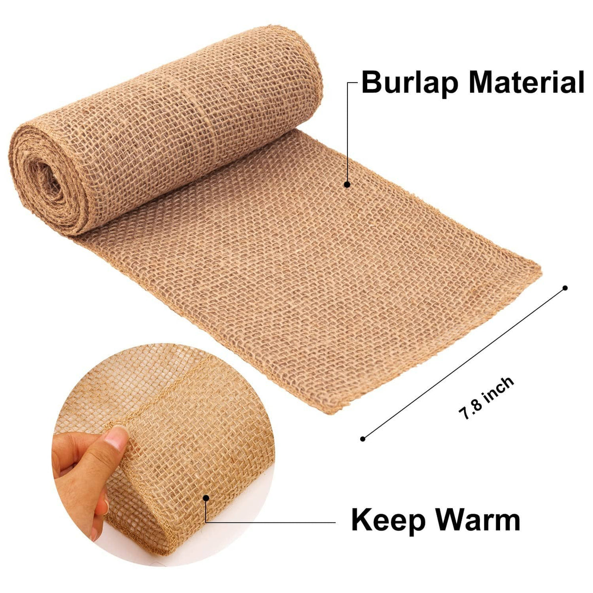 Burlap material tree wrap roll, tan woven mesh with keep-warm style banding
