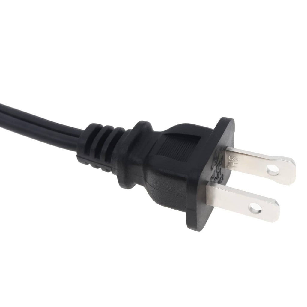 Black power plug end with two flat prongs and attached cord for salt lamp