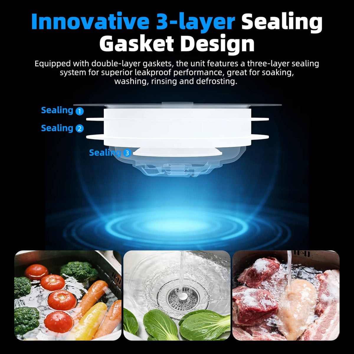 Three-layer sealed sink drain strainer basket, multi-layer filter design