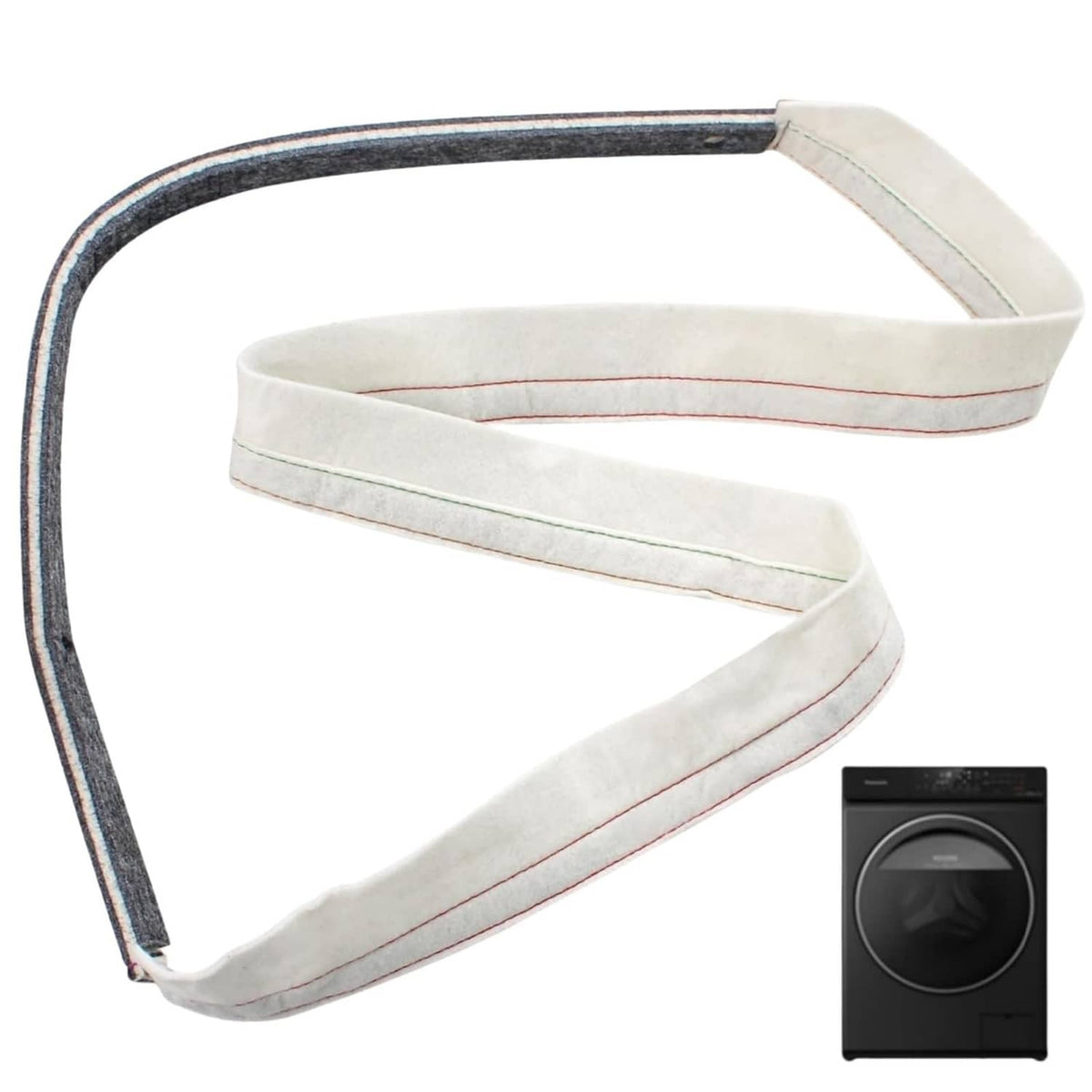 Felt dryer drum seal replacement with grey outer edge and white fabric strip