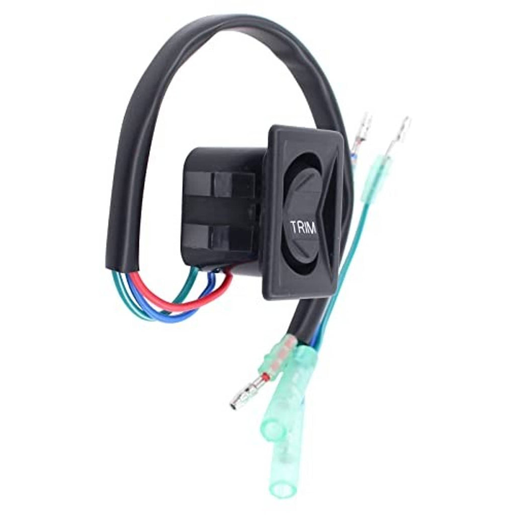 Trim tilt switch with wiring leads and dark button labeled 'TRIM'
