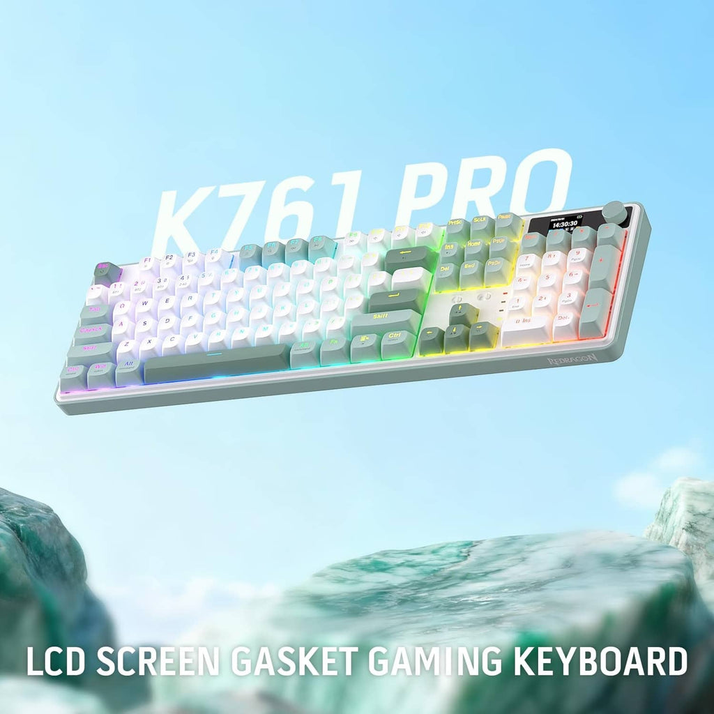 Wireless gaming keyboard with LCD screen and gasket design frame