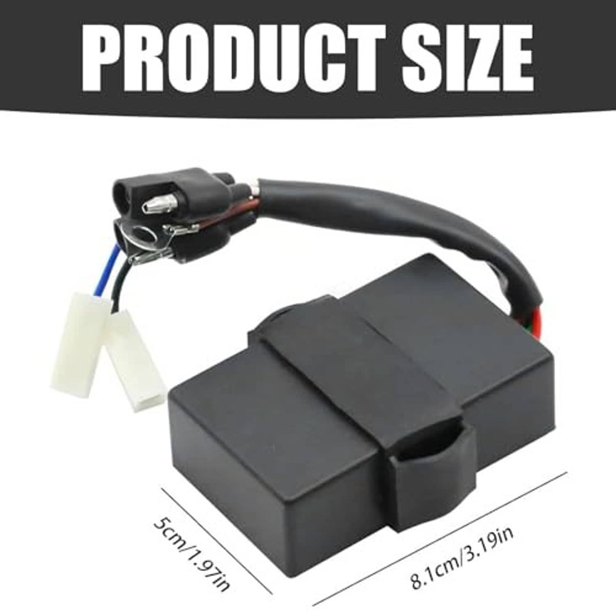 Black ignition control module box with wiring plug and bundled cable