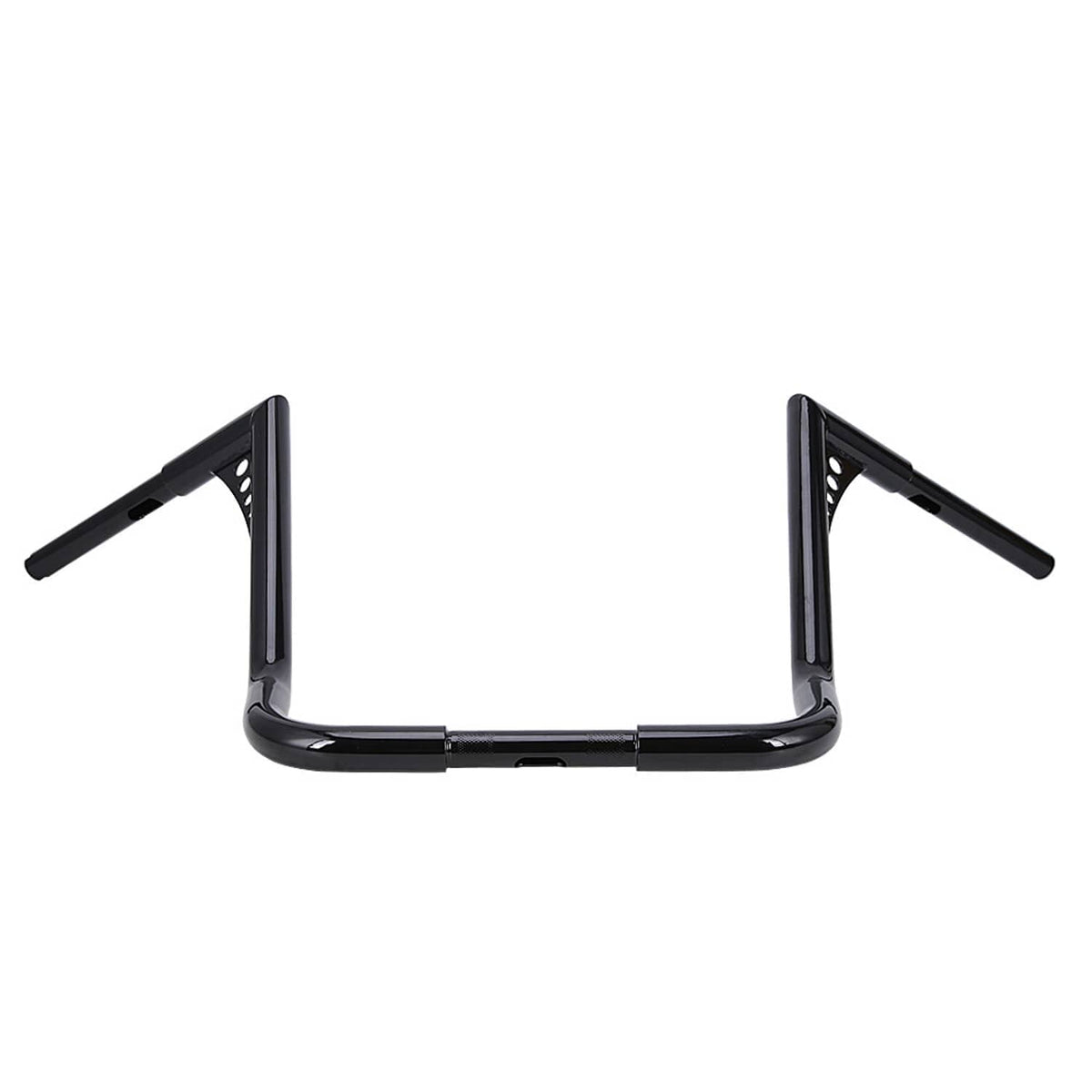 Motorcycle monkey bar handlebar in black with straight center curve and end grips