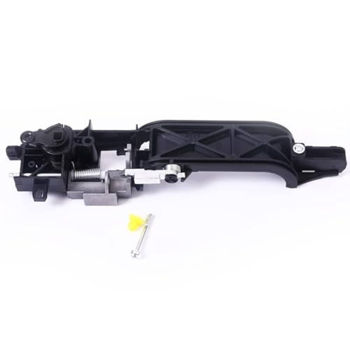 Exterior door handle reinforcement mechanism for front right side, black housing with mounting parts