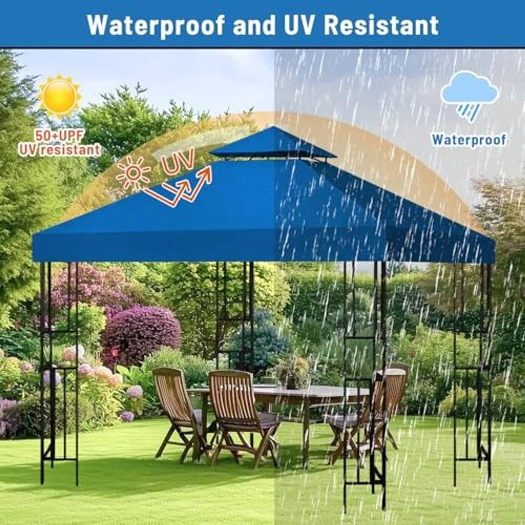 Blue canopy replacement top with water-splash droplets
