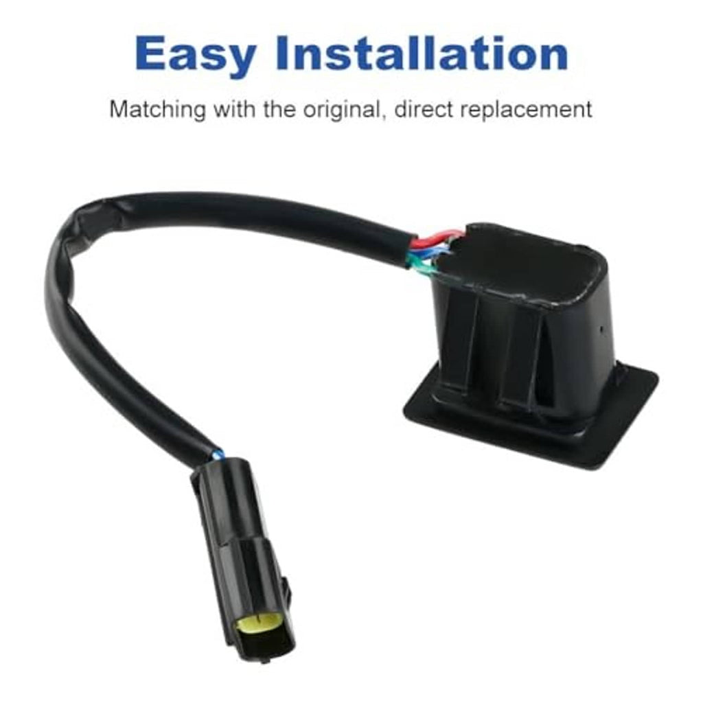 Black trim tilt switch with wiring lead and side-mounted connector housing